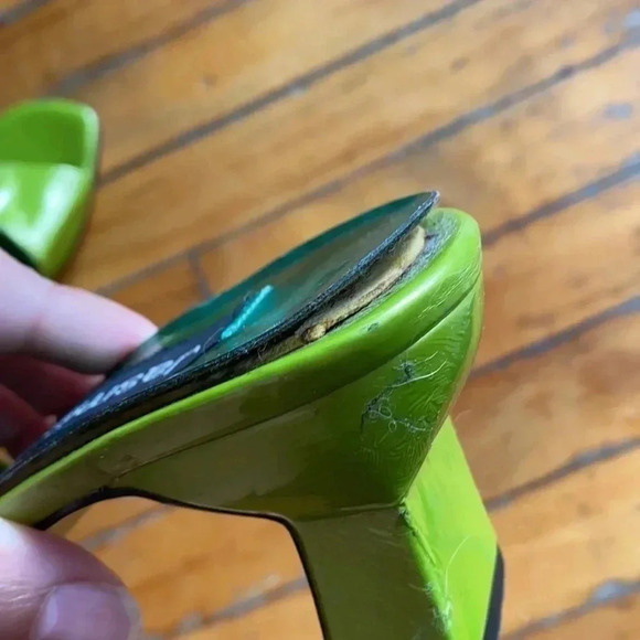 Vintage green 90s square toe  y2k kitten heels slip on mules - Picture 4 of 9